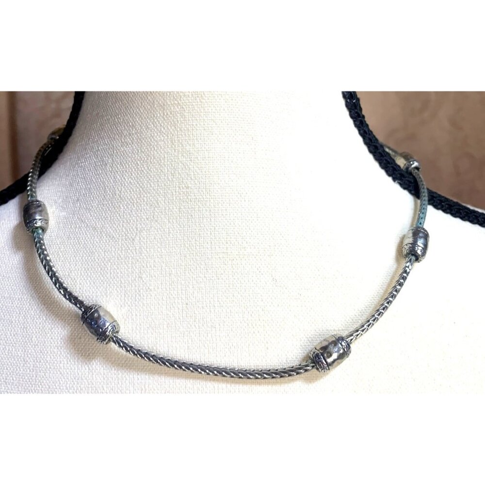 Silver Chain Necklace Beads & Lobster Clasp